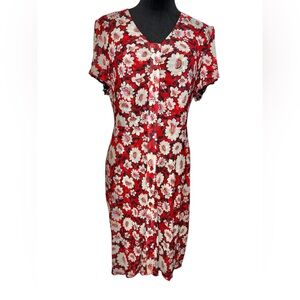 cabi Gemini Reversible Red/Black Button Down Midi Dress, Size Medium